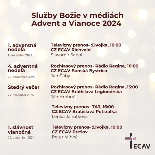 Služby Božie v médiach - Advent a Vianoce 2024